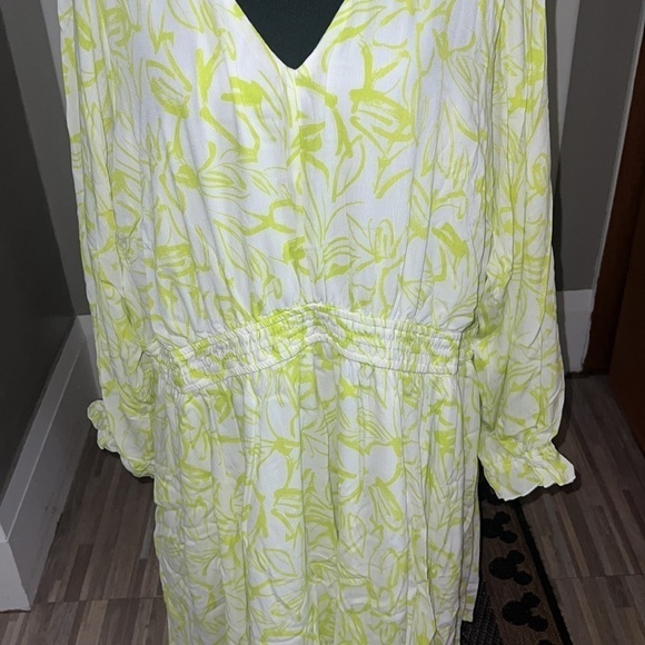 TORRID lime green and cream Mini Wash Gauze Wide Waist Skater Dress - Picture 5 of 6
